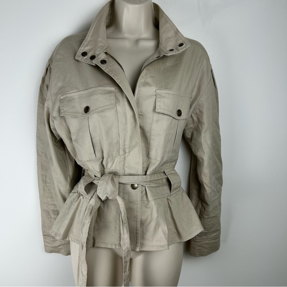 Banana Republic Linen Aviator Jacket Woman's sz S Safari Utility Out of Africa - Picture 1 of 14